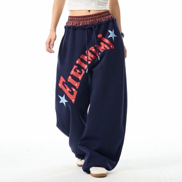 Custom Vintage Letter Print Wide-Leg Sweatpants - Style 1D6BFA - product detail view 2 Custom Vintage Letter Print Wide-Leg Sweatpants - Style 1D6BFA - product detail view 2