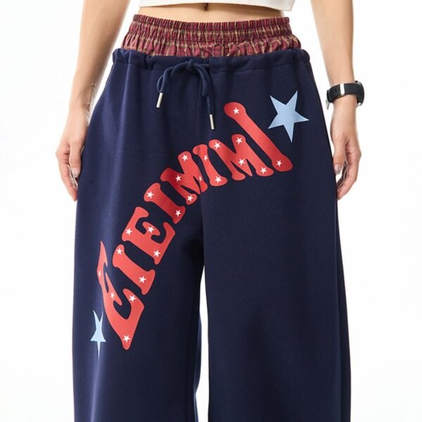 Custom Vintage Letter Print Wide-Leg Sweatpants - Style 1D6BFA - product detail view 5 Custom Vintage Letter Print Wide-Leg Sweatpants - Style 1D6BFA - product detail view 5
