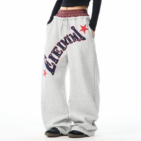 Custom Vintage Letter Print Wide-Leg Sweatpants - Style 1D6BFA - product detail view 6 Custom Vintage Letter Print Wide-Leg Sweatpants - Style 1D6BFA - product detail view 6