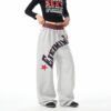 Custom Vintage Letter Print Wide-Leg Sweatpants - Style 1D6BFA - product detail view 7 Custom Vintage Letter Print Wide-Leg Sweatpants - Style 1D6BFA - product detail view 7