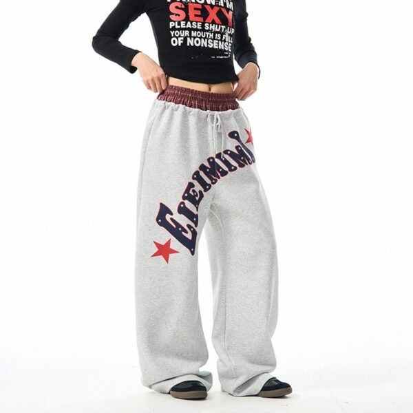 Custom Vintage Letter Print Wide-Leg Sweatpants - Style 1D6BFA - product detail view 7 Custom Vintage Letter Print Wide-Leg Sweatpants - Style 1D6BFA - product detail view 7