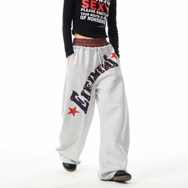 Custom Vintage Letter Print Wide-Leg Sweatpants - Style 1D6BFA - product detail view 8 Custom Vintage Letter Print Wide-Leg Sweatpants - Style 1D6BFA - product detail view 8