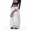 Custom Vintage Letter Print Wide-Leg Sweatpants - Style 1D6BFA - product detail view 9 Custom Vintage Letter Print Wide-Leg Sweatpants - Style 1D6BFA - product detail view 9