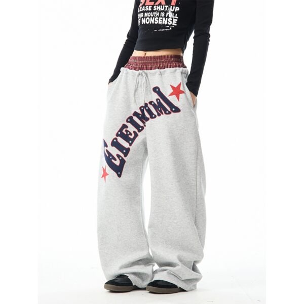 Custom Vintage Letter Print Wide-Leg Sweatpants - Style 1D6BFA - product detail view 9 Custom Vintage Letter Print Wide-Leg Sweatpants - Style 1D6BFA - product detail view 9