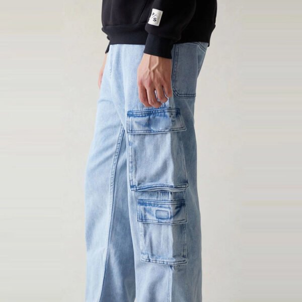 Custom Light Blue Multi-Pocket Utility Pants - Style CFD3E3 - product detail view 2