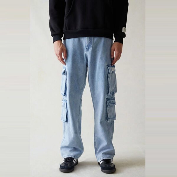 Custom Light Blue Multi-Pocket Utility Pants - Style CFD3E3 - product detail view 3
