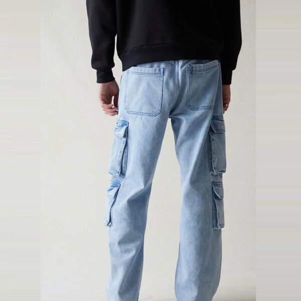 Custom Light Blue Multi-Pocket Utility Pants - Style CFD3E3 - product detail view 4