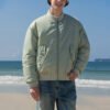 Custom Light-Green Padded Pilot Jacket - Style 3A149B Light green pilot jacket with rib-bound collar and cuffs