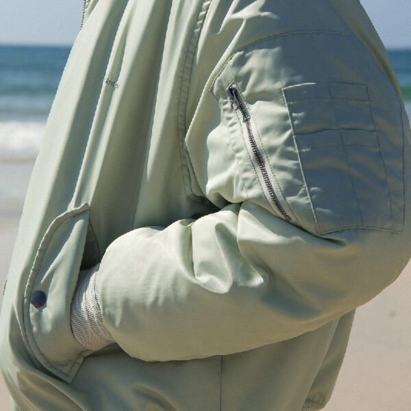 Custom Light-Green Padded Pilot Jacket - Style 3A149B - product detail view 3 Custom Light-Green Padded Pilot Jacket - Style 3A149B - product detail view 3