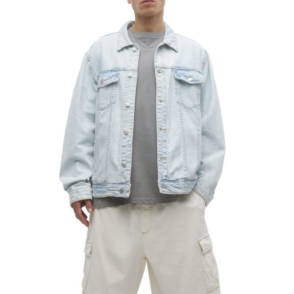 Custom Light Wash Denim Utility Jacket - Style 58A327 - product detail view 2 Custom Light Wash Denim Utility Jacket - Style 58A327 - product detail view 2