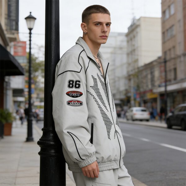 Custom Lightweight Racing Detail Bomber Jacket - Style 2290AF - product detail view 3 Custom Lightweight Racing Detail Bomber Jacket - Style 2290AF - product detail view 3