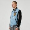 Custom Lion Patch Varsity Jacket with Contrast Sleeves - Style 8E41F5 - product detail view 3 Custom Lion Patch Varsity Jacket with Contrast Sleeves - Style 8E41F5 - product detail view 3