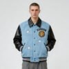 Custom Lion Patch Varsity Jacket with Contrast Sleeves - Style 8E41F5 - product detail view 4 Custom Lion Patch Varsity Jacket with Contrast Sleeves - Style 8E41F5 - product detail view 4