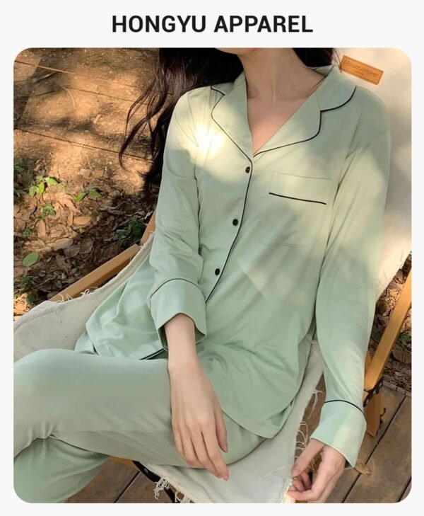 Custom Long-Sleeve Button-Front Pajama Set - Style 946F13 - product detail view 5 Custom Long-Sleeve Button-Front Pajama Set - Style 946F13 - product detail view 5