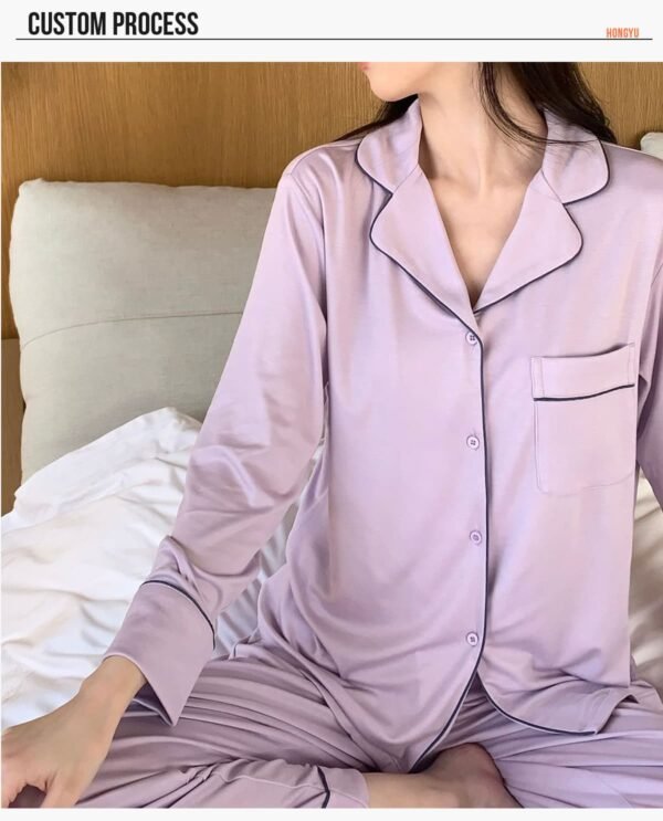 Custom Long-Sleeve Button-Front Pajama Set - Style 946F13 - product detail view 10 Custom Long-Sleeve Button-Front Pajama Set - Style 946F13 - product detail view 10