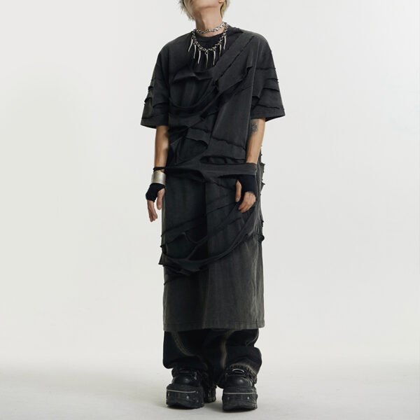 Custom Acid-Wash Longline Layered T-Shirt - Style 528C42