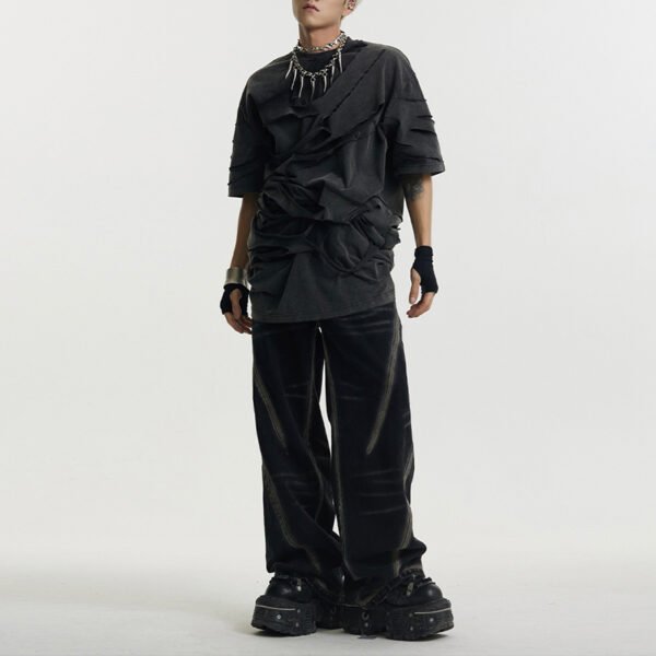 Custom Acid-Wash Longline Layered T-Shirt - Style 528C42 - product detail view 2