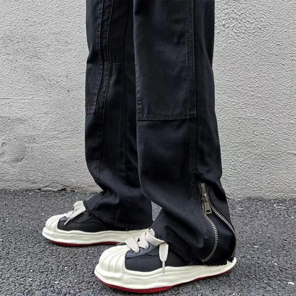 Custom Black Loose Cargo Pants with Side Zippers - Style 35EADB - product detail view 2 Custom Black Loose Cargo Pants with Side Zippers - Style 35EADB - product detail view 2