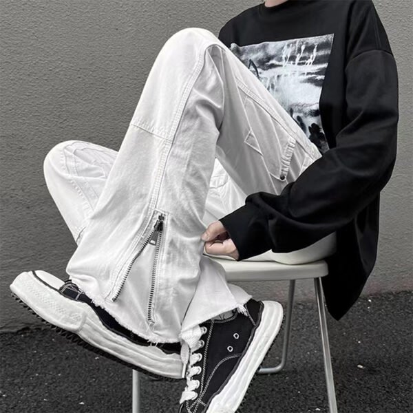 Custom Black Loose Cargo Pants with Side Zippers - Style 35EADB - product detail view 4 Custom Black Loose Cargo Pants with Side Zippers - Style 35EADB - product detail view 4