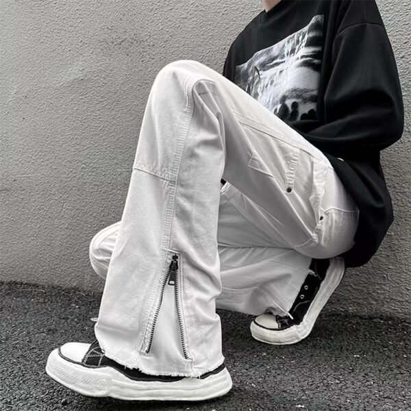 Custom Black Loose Cargo Pants with Side Zippers - Style 35EADB - product detail view 6 Custom Black Loose Cargo Pants with Side Zippers - Style 35EADB - product detail view 6