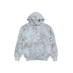 Light blue and grey tie-dye drop-shoulder pullover hoodie