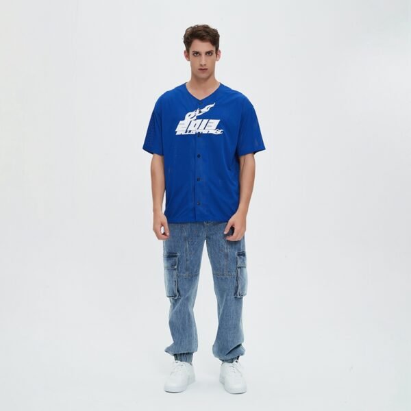 Custom Blue Mesh Applique Number Jersey - Style DEEB42 - product detail view 2