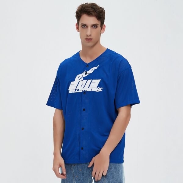 Custom Blue Mesh Applique Number Jersey - Style DEEB42 - product detail view 4