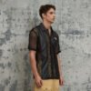 Custom Mesh-Panel Short Sleeve Button Shirt - Style FEE2BF - product detail view 3 Custom Mesh-Panel Short Sleeve Button Shirt - Style FEE2BF - product detail view 3