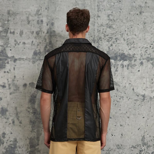 Custom Mesh-Panel Short Sleeve Button Shirt - Style FEE2BF - product detail view 5 Custom Mesh-Panel Short Sleeve Button Shirt - Style FEE2BF - product detail view 5