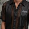 Custom Mesh-Panel Short Sleeve Button Shirt - Style FEE2BF - product detail view 8 Custom Mesh-Panel Short Sleeve Button Shirt - Style FEE2BF - product detail view 8