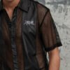Custom Mesh-Panel Short Sleeve Button Shirt - Style FEE2BF - product detail view 9 Custom Mesh-Panel Short Sleeve Button Shirt - Style FEE2BF - product detail view 9