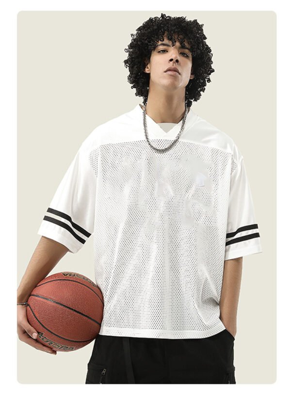 Custom 240 GSM Mesh V-Neck Stripe Sleeve Jersey | VW-JR240 - Style 412EB5 - product detail view 5 Custom 240 GSM Mesh V-Neck Stripe Sleeve Jersey | VW-JR240 - Style 412EB5 - product detail view 5