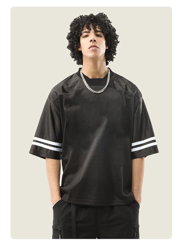 Custom 240 GSM Mesh V-Neck Stripe Sleeve Jersey | VW-JR240 - Style 412EB5 - product detail view 8 Custom 240 GSM Mesh V-Neck Stripe Sleeve Jersey | VW-JR240 - Style 412EB5 - product detail view 8