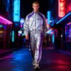 Custom Metallic Color-Block Zip Track Jacket - Style D66C8C - product detail view 3