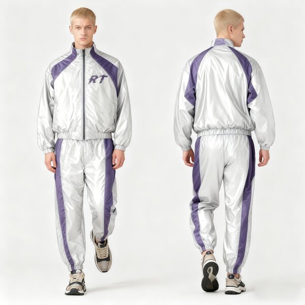 Custom Metallic Color-Block Zip Track Jacket - Style D66C8C - product detail view 4