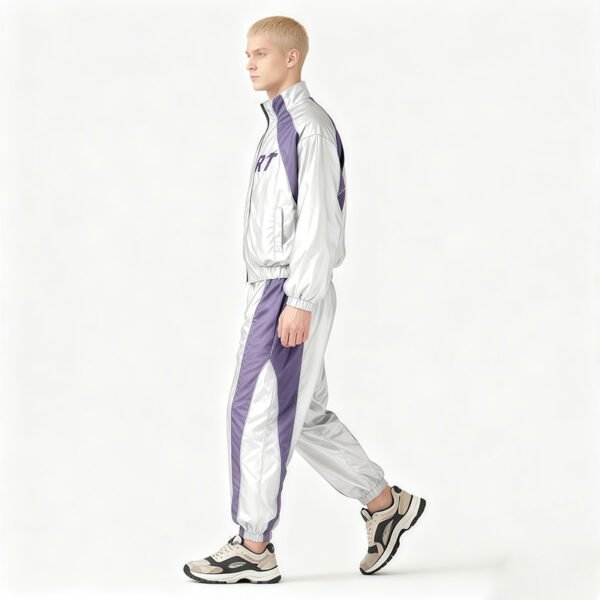Custom Metallic Color-Block Zip Track Jacket - Style D66C8C - product detail view 7