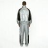 Custom Metallic Panel Track Jacket - Style 4FD88A Silver metallic panel track jacket with black and orange accents