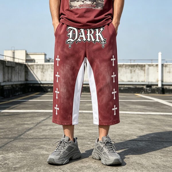 Custom Mirrored Panel Cropped Streetwear Pants - Style 928D09 - product detail view 8 Custom Mirrored Panel Cropped Streetwear Pants - Style 928D09 - product detail view 8