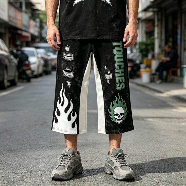 Custom Mirrored Panel Cropped Streetwear Pants - Style A74590 Custom Mirrored Panel Cropped Streetwear Pants - Style A74590