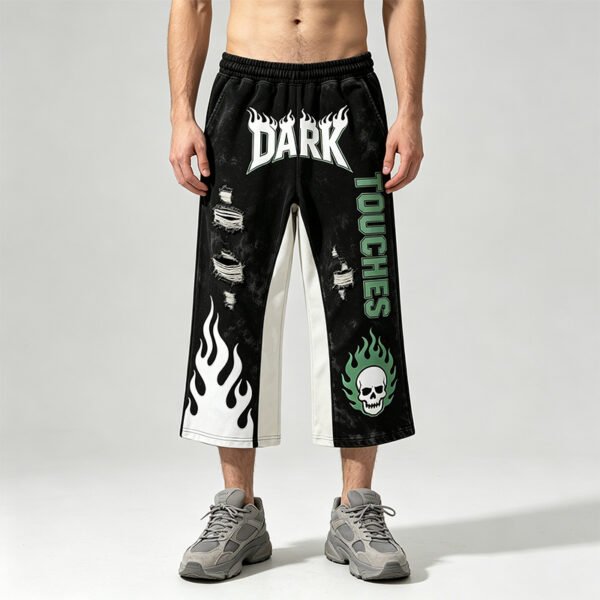 Custom Mirrored Panel Cropped Streetwear Pants - Style A74590 - product detail view 8 Custom Mirrored Panel Cropped Streetwear Pants - Style A74590 - product detail view 8
