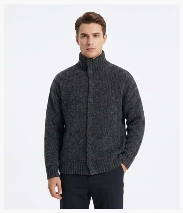 Custom Mock-Neck Textured Knit Cardigan - Style 907E67 - product detail view 13 Custom Mock-Neck Textured Knit Cardigan - Style 907E67 - product detail view 13