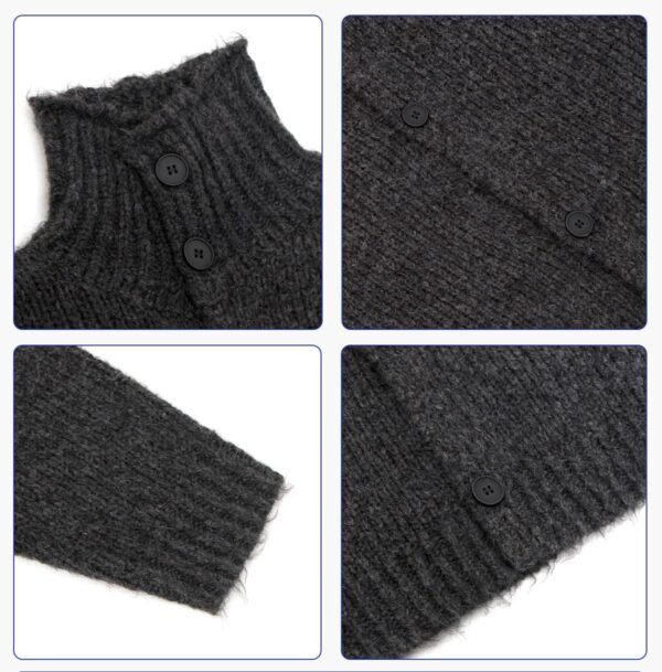 Custom Mock-Neck Textured Knit Cardigan - Style 907E67 - product detail view 9 Custom Mock-Neck Textured Knit Cardigan - Style 907E67 - product detail view 9