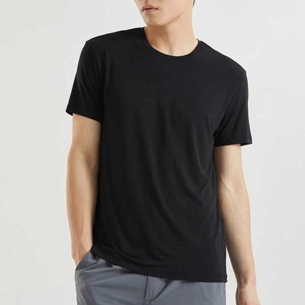 Custom Dark Modal O-Neck Slim Fit T-Shirt - Style 32C71D - product detail view 2 Custom Dark Modal O-Neck Slim Fit T-Shirt - Style 32C71D - product detail view 2