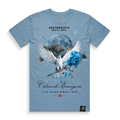 Custom Moon and Dove Graphic Streetwear T-Shirt - Style 078D22