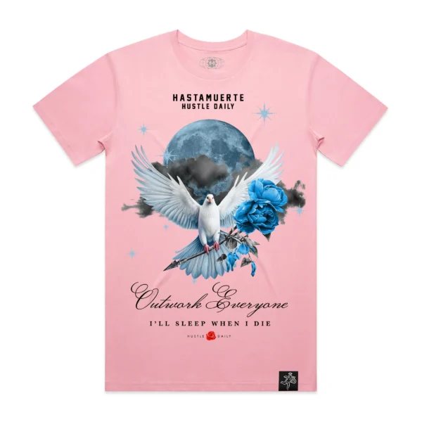 Custom Moon and Dove Graphic Streetwear T-Shirt - Style 078D22 - product detail view 3
