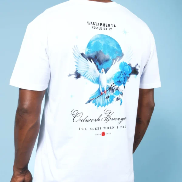 Custom Moon and Dove Graphic Streetwear T-Shirt - Style 078D22 - product detail view 7