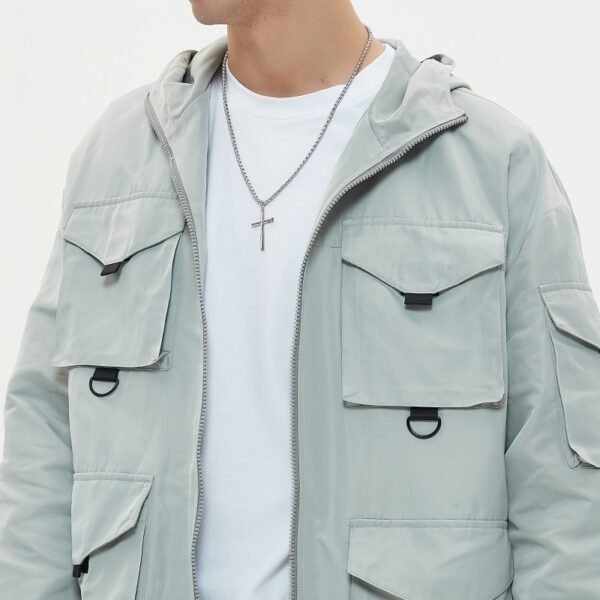 Custom Multi-Pocket Hooded Utility Jacket - Style 034D13 - product detail view 2 Custom Multi-Pocket Hooded Utility Jacket - Style 034D13 - product detail view 2