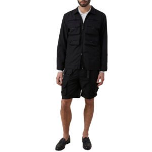 Men's black multi-pocket utility coat