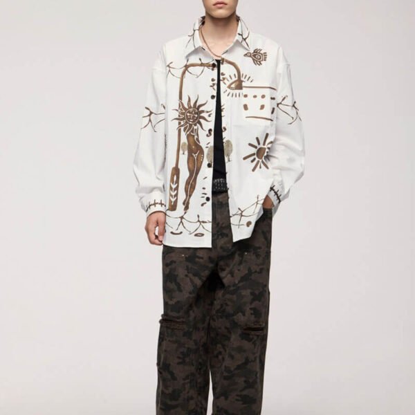 Custom Mural Print Seersucker Long Sleeve Shirt - Style 403807 - product detail view 9 Custom Mural Print Seersucker Long Sleeve Shirt - Style 403807 - product detail view 9