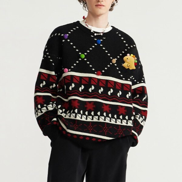 Custom Festive Intarsia Novelty Pullover Sweater 10123W23 - Style C97409 - product detail view 4 Custom Festive Intarsia Novelty Pullover Sweater 10123W23 - Style C97409 - product detail view 4